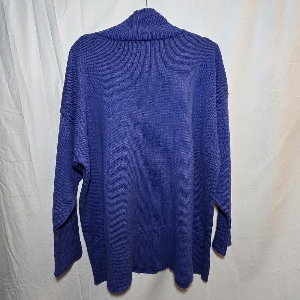 Bryn Walker Vintage 100% Cotton Blue Mock Neck Sweater Lagenlook Tunic, az L - Picture 7 of 7